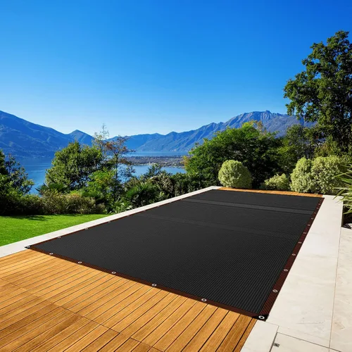 Miniatura 6 de Riakrum Cubierta de red de hojas de piscina de 20 x 40 pies, rectangular, color negro, cubierta de malla para estanque para piscinas enterradas que