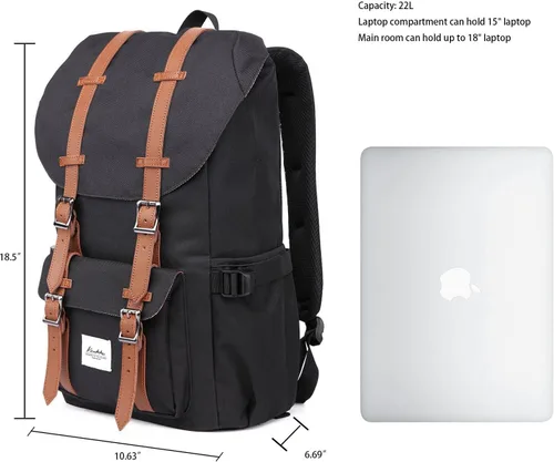 Miniatura 3 de Mochila para laptop Kaukko, senderismo y campamentos, mochila universitaria grande casual, mochila de hombro con capacidad para una laptop y Nailon