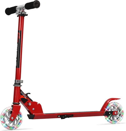 Goplus Patinete plegable para niños, scooter de 2 ruedas con aluminio de lujo, freno de guardabarros trasero, altura ajustable, scooter deportivo
