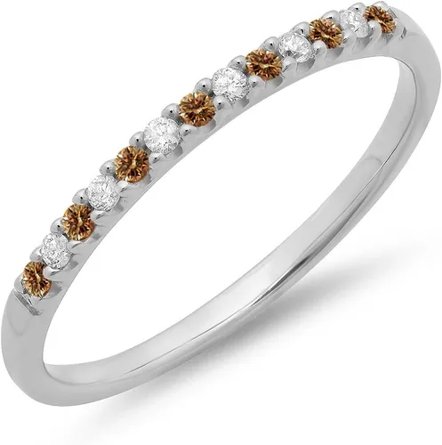 Miniatura 11 de Dazzlingrock Collection Anillo apilable de boda con piedras preciosas y diamantes de 14 quilates, oro blanco
