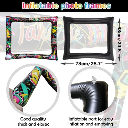 Miniatura 2 de Juego de 21 portarretratos inflables para selfies de los años 80 y accesorios para fiestas retro de los años 80 I Love 80s Party Selfie Props