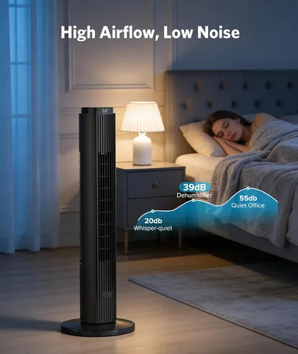 Miniatura 4 de Ventilador de torre de 36 pulgadas para dormitorio, velocidad de 23 pies/s, ventiladores oscilantes de pie para habitación con 6 velocidades, 4