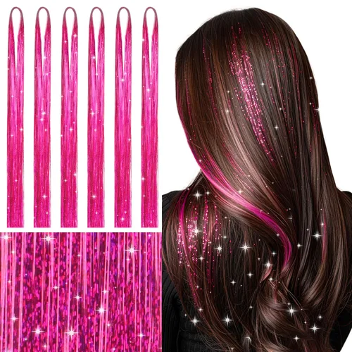 Miniatura 49 de Wennalife 12 piezas de extensiones de cabello azul con clip, extensiones de cabello con clip de colores para niños, pinzas de cabello arcoíris