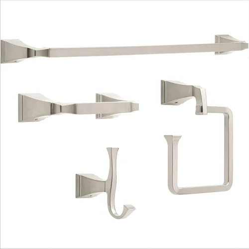 Delta Dryden - Juego de accesorios de baño de 4 piezas con barra de toalla de 24 pulgadas, soporte para papel higiénico, anillo para toallas, gancho