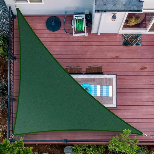 ShadeMart Toldo parasol tipo vela de 5 x 8 x 9.4 pies, color verde, UPF50, triángulo recto, smTAPT16, toldo pantalla de tela, permeable al agua y al