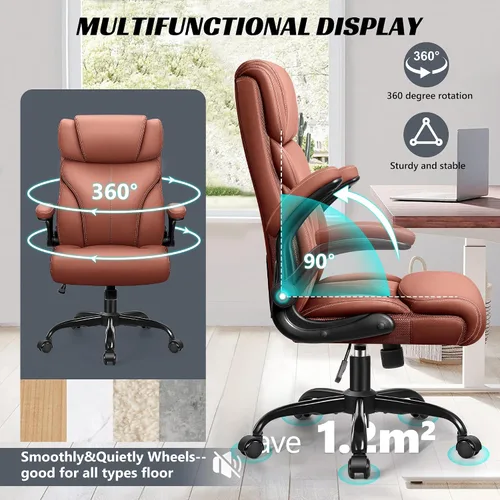 Miniatura 6 de HeroSet Silla de oficina, ergonómicas grandes y altas sillas de escritorio para computadora, silla ejecutiva de cuero transpirable con reposabrazos