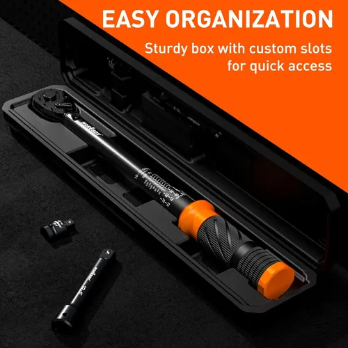 Miniatura 8 de HORUSDY Juego de llaves dinamométricas de clic de accionamiento de 1/2 pulgada – 10-170 ft-lb / 13.6–230.5 Nm, ±3% de precisión, escala doble