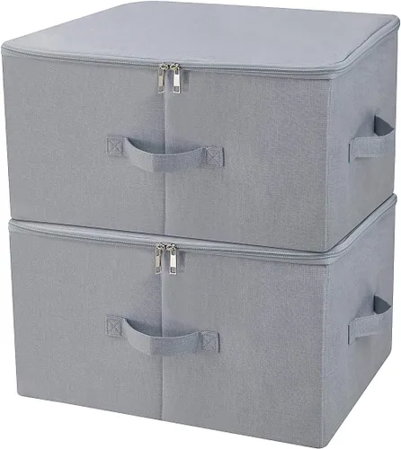 iwill CREATE PRO Cajas de almacenamiento de ropa de armario a prueba de polvo de 17.6 x 13.6 x 9.7 pulgadas, con tapa con cremallera, tela Gris claro