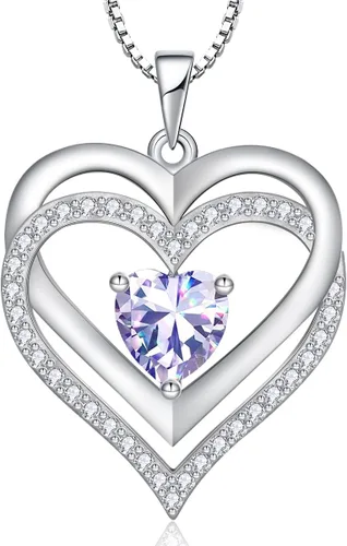Miniatura 59 de RIVIKO Collar con símbolo de corazón infinito para mujer, plata de ley 925, delicado colgante de corazón para el día de San Valentín, día