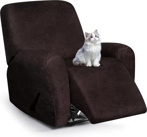 Miniatura 28 de ANARACHON Fundas para sillas reclinables con aspecto de cuero, funda elástica de 4 piezas, funda suave para silla reclinable, protector de muebles