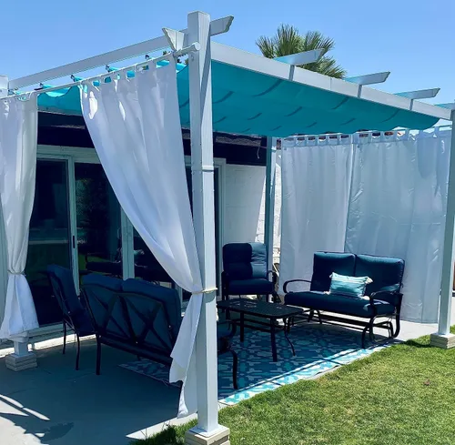 Miniatura 20 de PURPLE LEAF Pérgola Retráctil de 10' x 13' para Exteriores de Aluminio Blanco con Toldo de Sombra para Patio Refugio Moderno Marrón para Jardín