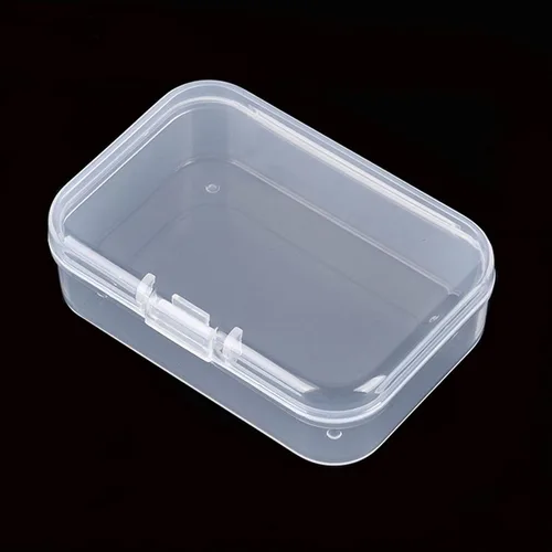 Miniatura 6 de 100 unidades de cajas de almacenamiento rectangulares mini de plástico transparente con tapa con bisagras para cuentas y otros artículos pequeños
