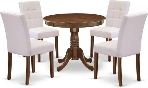 Miniatura 22 de East West Furniture ANAS3-AWA-08 Juego de mesa de comedor de cocina de 3 piezas contiene una mesa moderna y 2 sillas de comedor tapizadas de tela