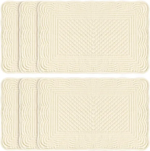 Juego de 6 manteles individuales acolchados, rectangulares lavables a máquina, para cocina o comedor, manteles individuales rectangulares de tela
