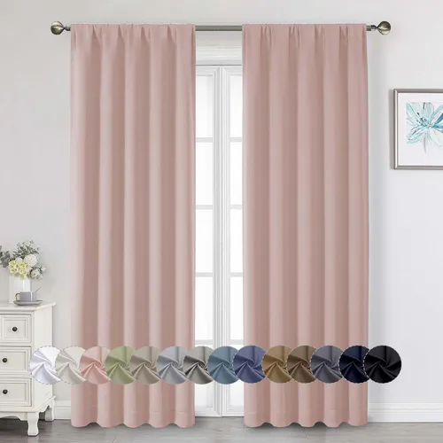Miniatura 41 de Cortinas opacas para dormitorio, sala de estar, juego de 2 paneles de 54 pulgadas de largo, cortinas de oscurecimiento de habitación con aislamiento