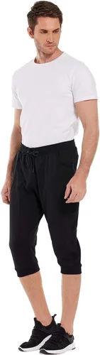 Miniatura 5 de HDE Pantalones cortos capri de yoga para hombre con bolsillos para correr