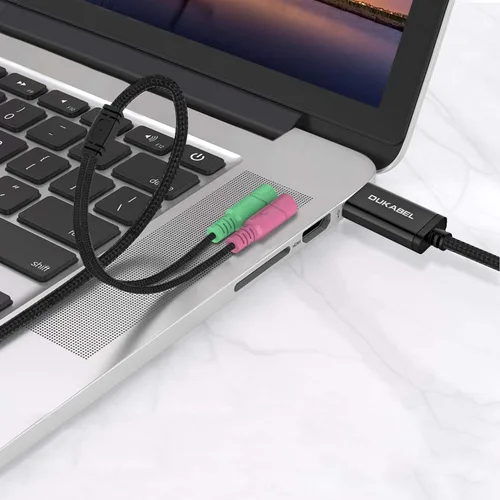 Miniatura 6 de DuKabel - Adaptador de audio USB largo a conector de 0.138 in, adaptador AUX TRS para chip integrado tarjeta de sonido USB para auriculares