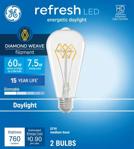 Miniatura 14 de GE Bombillas Relax HD Blanca Suave 60W ST19 (paquete de 2)