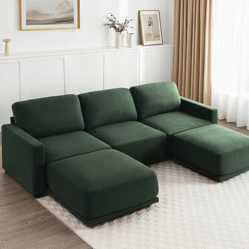 Miniatura 26 de Sofá modular de 79 pulgadas para sala de estar pequeña, sofá moderno en forma de L con otomana, juego de sofá de felpilla de 3 piezas para muebles