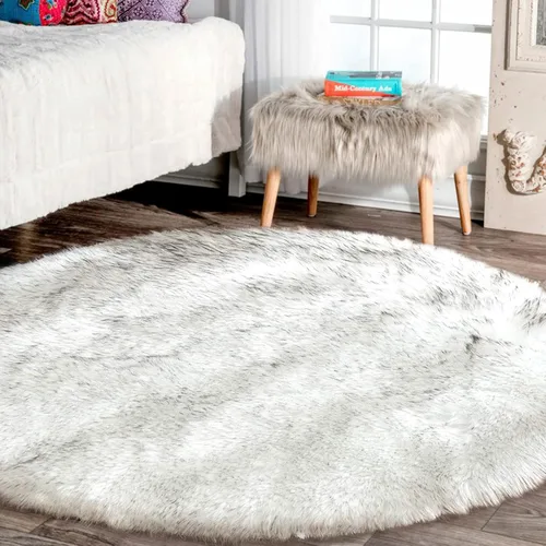 Miniatura 10 de Latepis - Tapete rectangular de piel sintética tipo lana de oveja suave, esponjosa y lavable para sala de estar, dormitorio, sala de juegos o Blanco