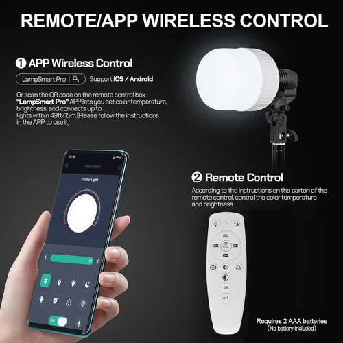 Miniatura 5 de EMART Bombilla de espectro completo, atenuación de 50 W, lámpara LED de 3000 K-6000 K para kit de iluminación Softbox, estudio de fotografía, hogar