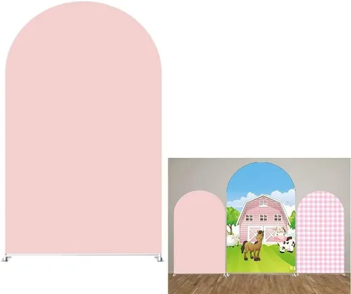 Miniatura 9 de Telón de fondo de arco Chiara, fundas elásticas de tela de elastano para puerta de granja para cumpleaños, baby shower, decoración de fiesta