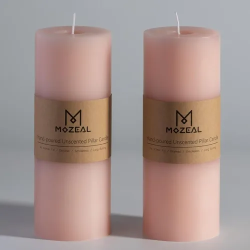 Miniatura 55 de MOZEAL Velas grandes sin perfume vertidas a mano de 3 x 8 pulgadas, sin humo, juego de 2, combustión lenta, sin goteo, aproximadamente 150 horas