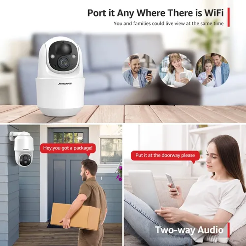 Miniatura 5 de BOAVISION Cámara de seguridad inalámbrica WiFi al aire libre, cámara con energía solar, inclinación panorámica, visión de 360°, detección humana