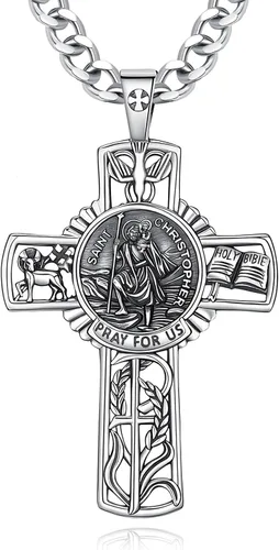 Miniatura 147 de CELESTIA Medallas de plata de ley 925 San Miguel/San Cristóbal/San Benito/San Gabriel/Virgen María/Jesús/Caravaca/Metatrón/Sello de los Siete