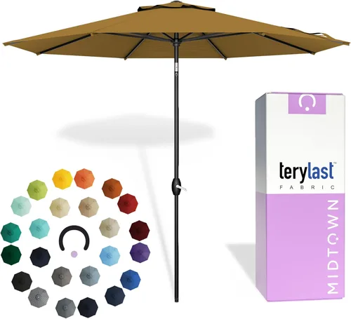 Miniatura 21 de Midtown Umbrellas 10 años sin decoloración, 6 pies, tela de poliéster roja a prueba de rayos UV, sombrilla para patio al aire libre, marco