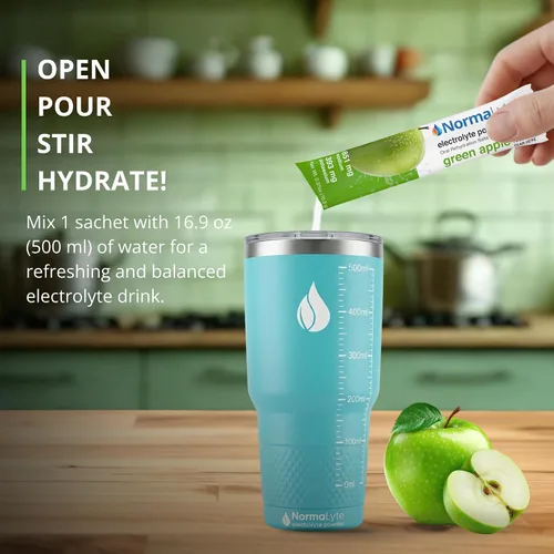 Miniatura 3 de NormaLyte Apple - Paquetes de polvo de electrolitos Mezcla de bebidas electrolíticas clínicamente estudiada 6 barras de hidratación efectivas