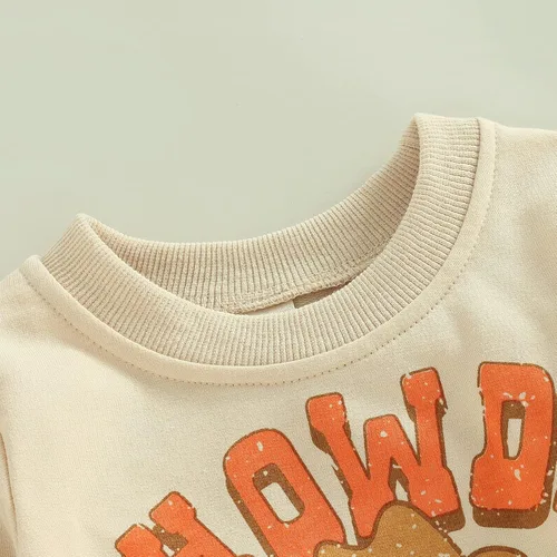 Miniatura 6 de Omkzanbi 2 piezas de ropa de otoño e invierno para bebé, sudadera de manga larga con cuello redondo, pantalones deportivos para el oeste