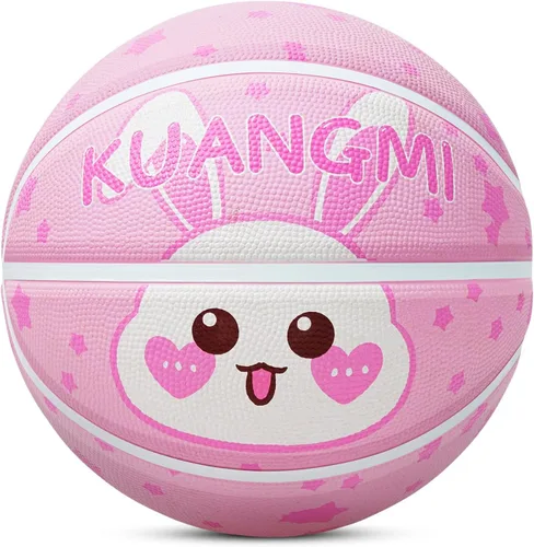Miniatura 9 de Pelota de baloncesto de goma Kuangmi, tamaño 5 (27.5"), tamaño 4 (25.5"), hecha para juegos deportivos al aire libre y en interiores, parque, playa