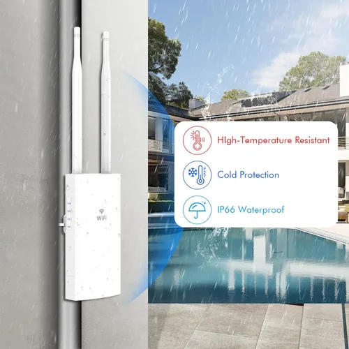 Miniatura 7 de AC1200 Extensor WiFi para exteriores, punto de acceso Gigabit resistente a la intemperie IP66 con antenas de largo alcance de 2 x 5 dBi, repetidor