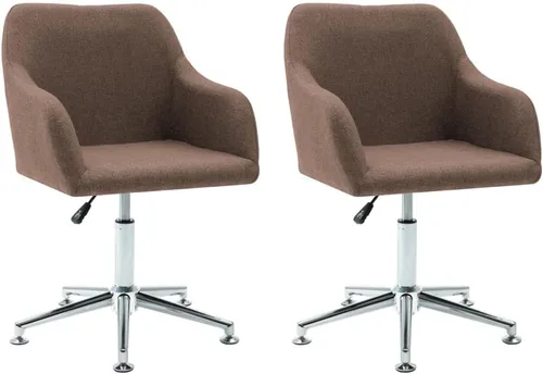 Miniatura 2 de Dining Chairs Set of 2, Brown Fabric Swivel, Adjustable Height, 360-Degree Rotation, Comfortable Seating for Kitchen & Dining Room