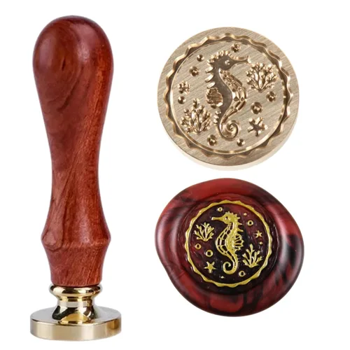 Miniatura 12 de Sello de cera de trébol de cuatro hojas, sello de trébol de la suerte con mango de palisandro 1'' 2.5cm, sello distintivo de cera de sellado, un
