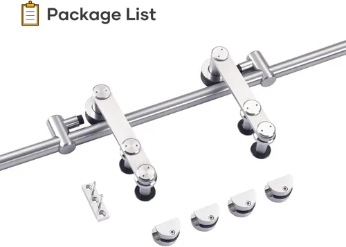 Miniatura 7 de EaseLife Kit de riel de acero inoxidable de 5 pies para puerta corrediza de granero, resistente, antioxidante, anticorrosión, se desliza suavemente