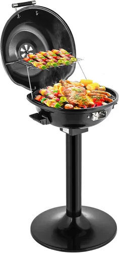 Miniatura 10 de ROVSUN Parrilla eléctrica de mesa de 1600 W con control de temperatura, parrilla de acero inoxidable 304 negra con diseño de doble capa, portátil