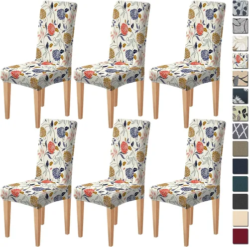 Miniatura 47 de Dioxide Fundas de Silla de Alto Estirar para Sillas de Comedor, Juego de Fundas de Silla de Comedor Lavables de 4, Fundas de Asiento de Silla