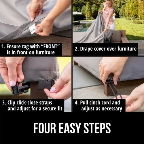 Miniatura 7 de GORILLA GRIP Funda impermeable grande para sofá de patio al aire libre, 58 pulgadas, juegos de fundas ajustables para muebles para invierno