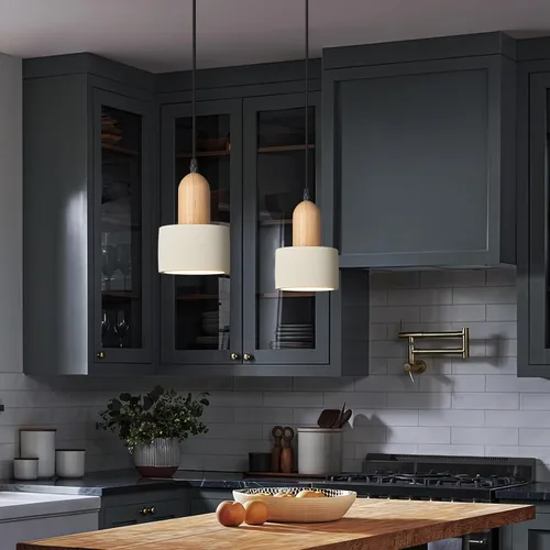 Miniatura 3 de Lámparas colgantes modernas de cemento blanco araña de luces lámparas de techo de madera para isla de cocina dormitorio comedor sala de estar bar