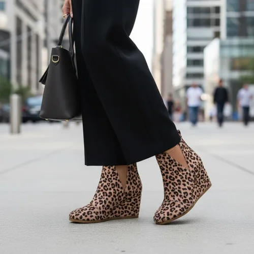 Miniatura 3 de Dunes Zoey - Botines de cuña para mujer, ante vegana suave, diseño fácil de poner, espuma viscoelástica, disponibles en anchos amplios