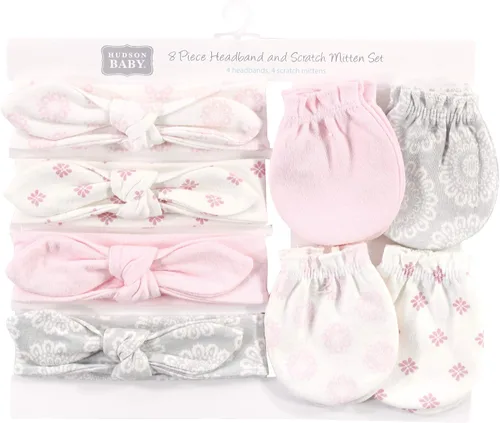 Miniatura 39 de Hudson Baby Conjunto de diadema de algodón y manoplas para rascar para bebé