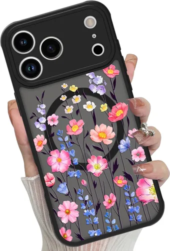 Miniatura 48 de Funda magnética para iPhone 17 Pro [compatible con MagSafe], bonita funda de moda con estampado de leopardo negro, translúcida, mate, parte trasera