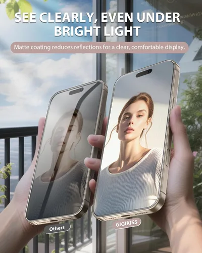 Miniatura 3 de GIGIKISS Paquete de 2 protectores de pantalla mate para iPhone de 15 a 6.1 pulgadas, protector de pantalla antihuellas y antirreflejos, vidrio