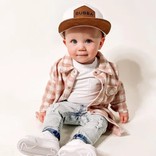 Miniatura 2 de Gorro de béisbol para bebé, gorra de camionero Bubba, para bebé, recién nacido, juvenil, con parche de ala plana, para verano e invierno