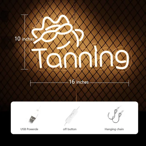 Miniatura 3 de Letreros de neón para bronceado para decoración de pared, luces de neón para dormitorio, letreros LED comerciales adecuados para salón de bronceado