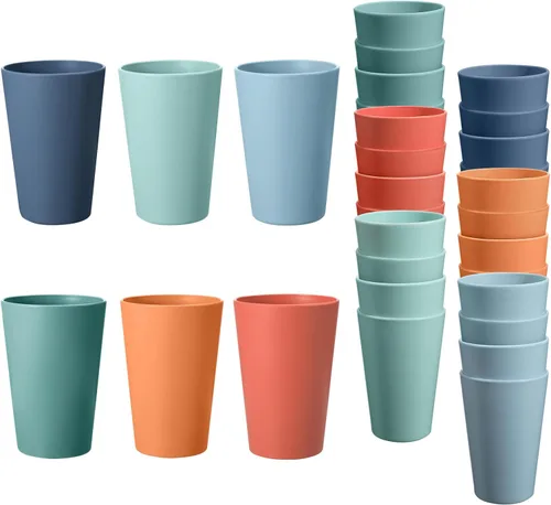 Miniatura 15 de Juego de 24 vasos de plástico irrompibles, vasos de plástico reutilizables de 20 onzas, vasos de agua apilables, vaso para beber para cocina