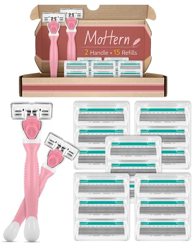 Maquinillas de afeitar para mujer para piel sensible con 15 recambios de cuchillas, 6 cuchillas para afeitar, incluyendo 2 maquinillas de afeitar de