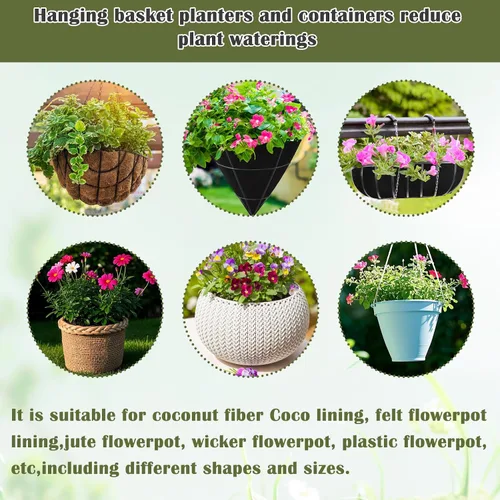Miniatura 3 de Forro de cesta colgante de riego automático de 10 x 10 pulgadas, 20 forros de riego, tapetes de riego automático para cesta colgante, captador